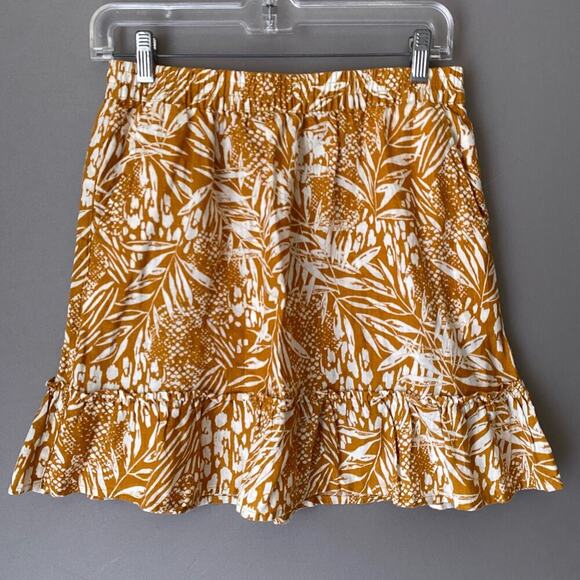 Christian Siriano sz S gold 100% linen‎ boho mini skirt - Picture 1 of 8